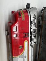 Lionel Postwar 2343P 2343T Santa Fe F-3  Diesel Locomotives set (1 pwd) with screens &  1 original box, 1 wrong box O SCALE Used Damaged Box