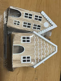 WH02 Set of Two Sealed Wood Christmas Houses 3-4.5 in tall   #2 NEW