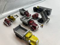 Construction Site Vehicles, Figures, details HO SCALE (9 pc)  Used No Box