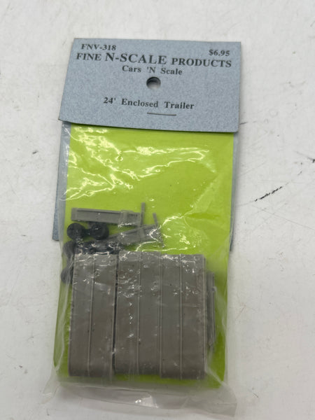 Fine N scale products: FNV-318 3 X 24' enclosed van trailer KIT N SCALE NEW