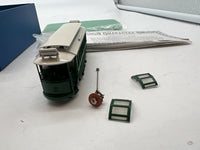 New Jersey Custom Brass NJCB  TO-404 Metropolitan Street Railway Single Truck Trolley closed trolley painted green./ white HO SCALE Like New