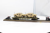 Model Train Sales Inc. DODX-39603  Military Flat Car W/2 M.P. Hummers O SCALE Like New