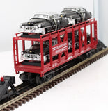 MTH Railking 30-7659 TTOS Auto Carrier Flat Car Featuring (4) 1952 Cadillacs O SCALE Like New