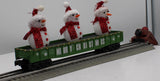 MTH Railking 30-72211 Christmas Gondola Car w/LED Christmas Lights & Lighted Snowmen GREEN O SCALE Used Excellent