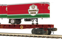 MTH Premier 20-95714 Duluth Missabe & Iron Range Flat Car w(2) Farmers Union PUP Trailers # 5543 limited O SCALE NEW