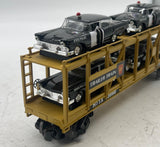 MTH Railking 30-76068 Pennsylvania PRR Auto Carrier Flat Car w/ PA State Police Cars O SCALE Like New
