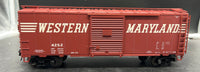 Atlas 0518-4 Western Maryland 40' Sliding Door Boxcar 4252 3 Rail O SCALE Used Excellent Damaged Box AS IS