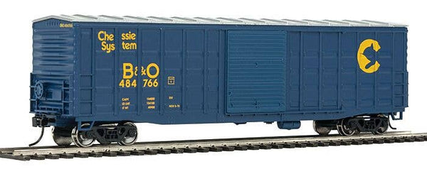 Walthers 910-2320 BALTIMORE & OHIO 50' Waffle-Side Boxcar Mainline blue, yellow #484766 HO Scale Used Excellent