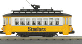 MTH Railking 30-2581 NFL - Pittsburgh Steelers Bump-n-Go Trolley O SCALE Like New WRONG Box