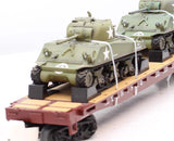 MTH Premier 20-98639 Santa Fe Flat Car w(2) Sherman Tanks O SCALE Like New Damaged Box