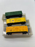 Set of 3 Assorted Freight Cars 005 --UP, Katy, BN- N SCALE  Like New