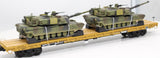 MTH Premier 20-90361 F TTX 60' Flat Car w/M1a Tank Loads O SCALE Like New