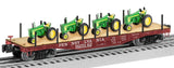 Lionel 2426150 Pennsylvania PRR 40' Flatcar w/ 4 John Deere tractors O SCALE Like New