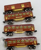 MTH MT-1025 Tinplate 600 Series Terra Cotta 4-Car Passenger Set  O SCALE Like New Damaged Box