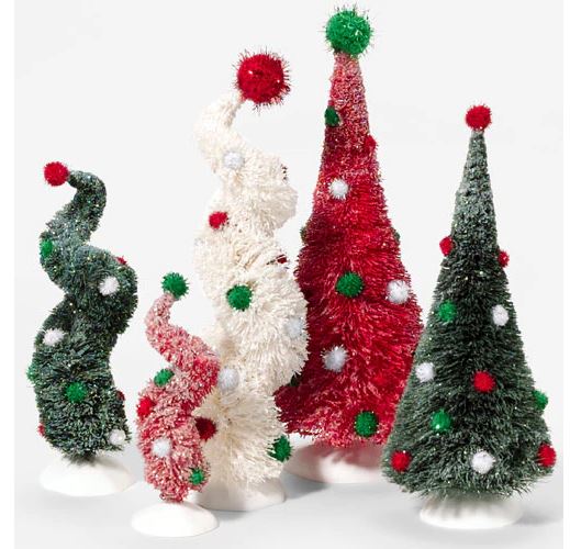 Department 56 56.52971 Tinsel Ball Trees Village Accessories (set of 5 trees)