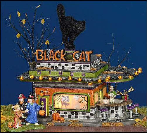 Department 56.55319 Black Cat Diner Retired Halloween