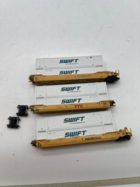 Kato 106-6171  Gunderson Maxi-IV Double Stack Car Set TTX 785483 w UMAX Containers N SCALE Like New