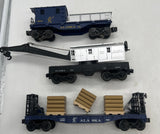 Lionel Set of 3 Alaska Railroad Cars: Crane, Tender, and Flatcar w Load O SCALE Used Excellent No Box