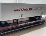 MTH Premier 20-98136 Western Maryland Flat Car w/ 40 trailer O SCALE Like New