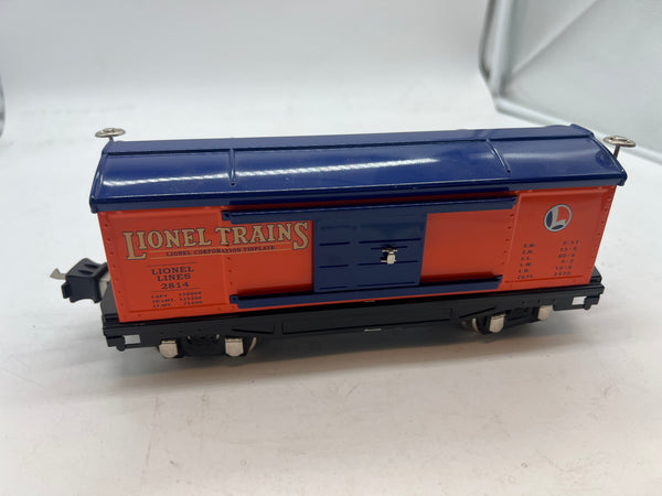 MTH Tinplate 11-70020 Orange/Blue  Box Car No. 2814 O Gauge - Tinplate O SCALE Like New No Box