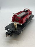MTH New York Central Tinplate flatcar with fire truck O SCALE Like New No Box