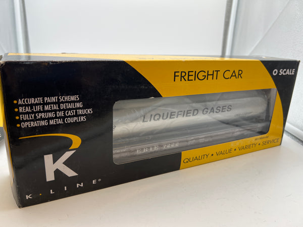 K-Line k691-1511  Erie #7222 Flatcar w/ Bulkheads & Linde Tank Load O SCALE NEW