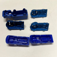 Lot of 6 1.5-2 in blue plastic vintage cars