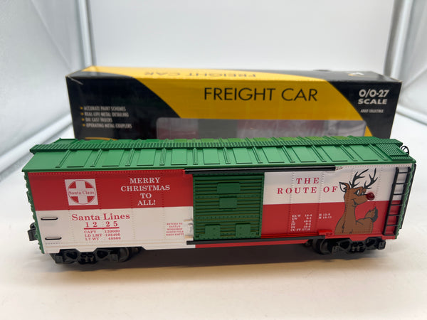 K-Line k641-7412  Christmas Car 2003 Santa Lines Boxcar featuring Reindeer w/Red lit nose-- Route of Rudolph O SCALE Like New