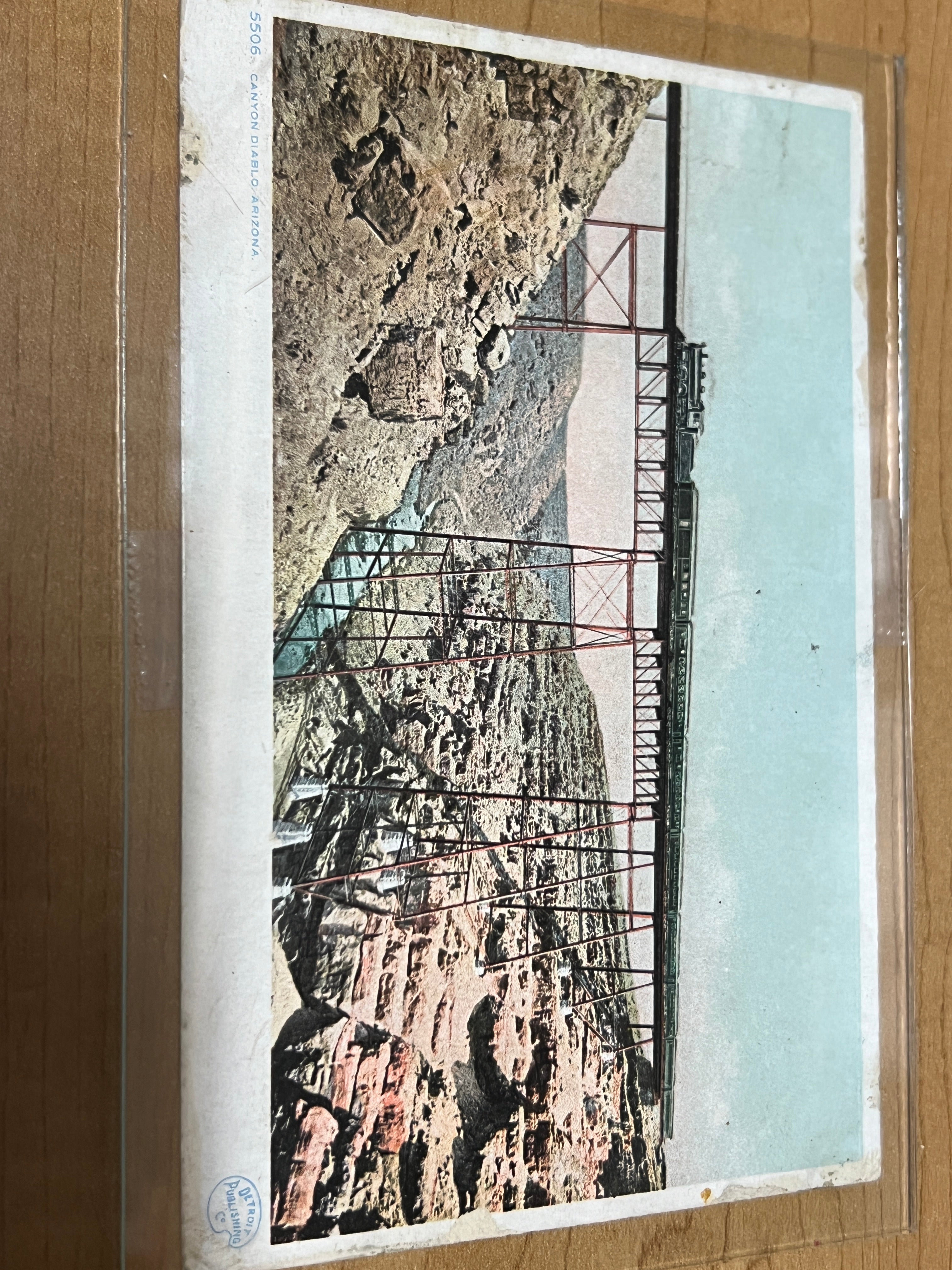 Vintage Railroad Postcard with Frame: 5506 Canyon Diablo, Arizona Detr