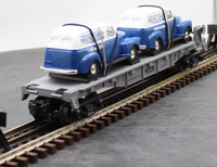MTH Railking 30-7647 Auto Transportation Flat Car w/Ertl 1950 Panel Truck Color TBD O SCALE Like New