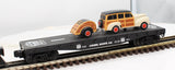 Lionel 6-17549 Flat Car Route 66 w/Woody Wagon & Trailer O Scale Like New