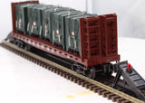MTH Railking 30-76603 Pennsylvania Flat Car - w/Bulkheads & LCL Containers O SCALE Like New