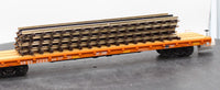 MTH Premier 20-95147 Norfolk Southern 60' Flat Car w(4) ScaleTrax 10" Straights O SCALE Like New Damaged Box