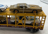 MTH Railking 30-76642 Chessie Auto Carrier Flat Car w/(4) '79 Pontiac Firebird O SCALE Like New