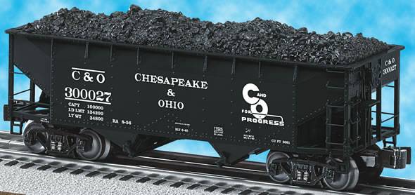 Lionel 6-17025 CHESAPEAKE & OHIO OFFSET HOPPER #300027 O SCALE Like New Damaged Box