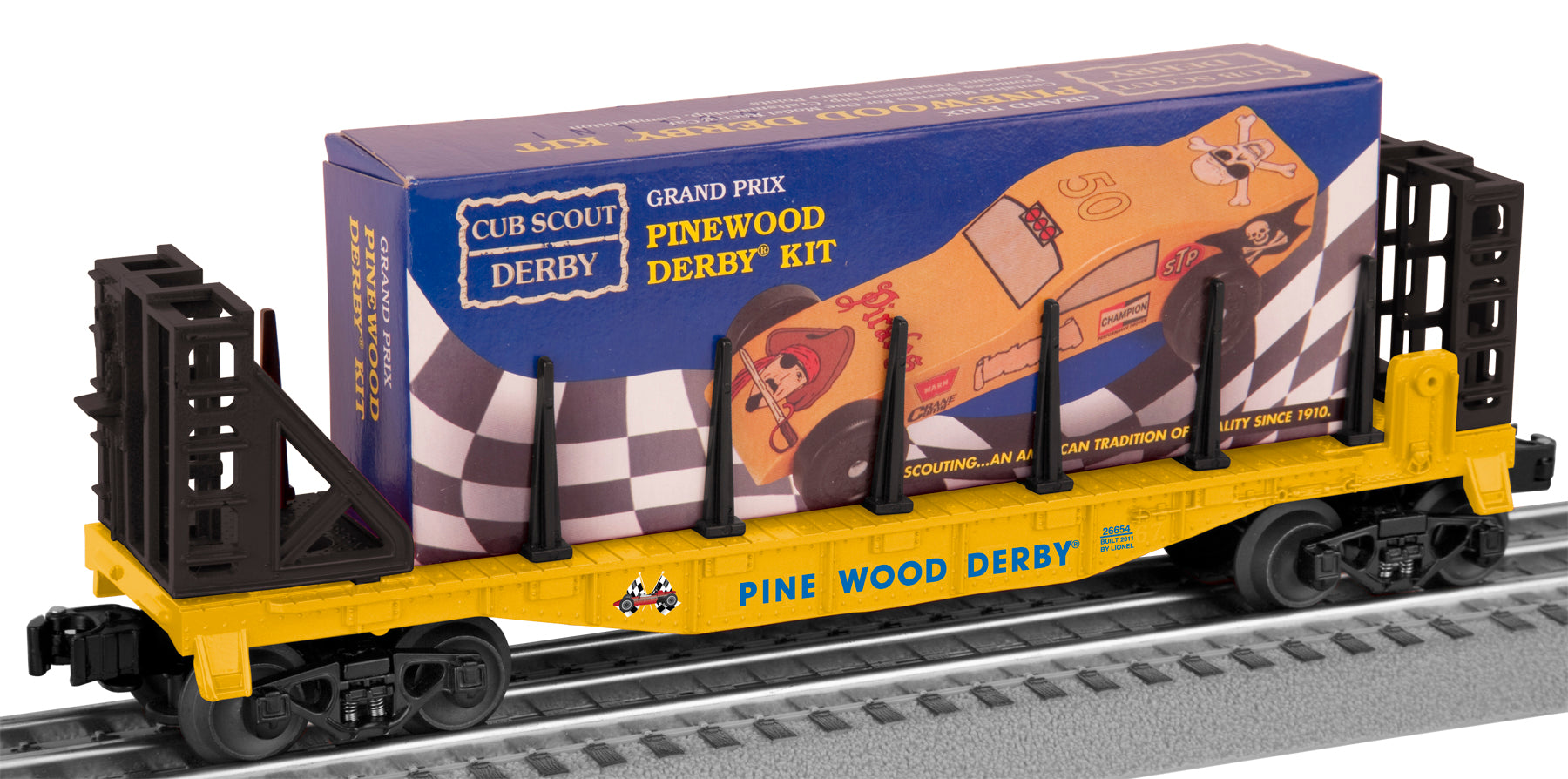 Lionel - Boy Scouts of America Flatcar w/ Pinewood Derby Kit - O Scale (6-26654)