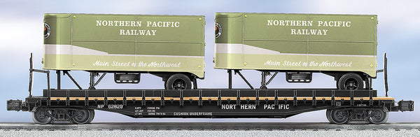 Lionel 6-27517 NORTHERN PACIFIC PS-4 FLATCAR WITH PIGGYBACK TRAILERS #62829 O SCALE Used Excellent