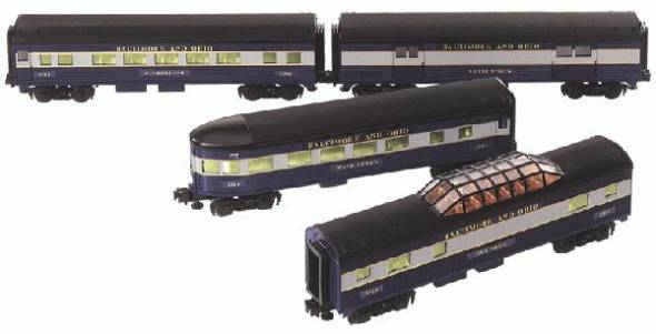 Lionel 6-29046 BALTIMORE & OHIO STREAMLINER PASSENGER CAR 4-PACK O SCALE Like New