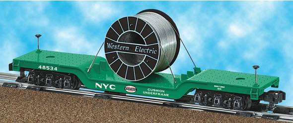 Lionel 6-48534 NEW YORK CENTRAL (NYC) DEPRESSED FLATCAR WITH CABLE REEL S SCALE Like New