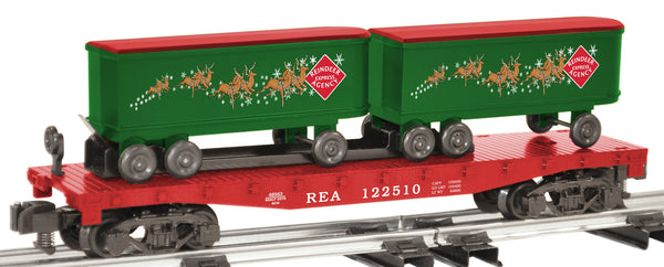 Lionel 6-48563 REINDEER EXPRES AGENCY FLATCAR WITH PIGGYBACK TRAILERS S SCALE NEW