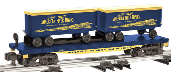 Lionel 6-48565 AMERICAN FLYER COMMEMORATIVE FLATCAR WITH PIGGYBACK TRAILERS S SCALE NEW