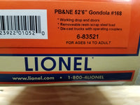 Lionel 6-83521 PB&NE 52'6" gondola #168 from 6-83092 freight set O SCALE NEW