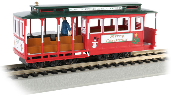 Bachmann 60535 CABLE CAR WITH GRIP MAN - CHRISTMAS HO SCALE NEW