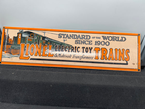 Lionel LTS1986 VINTAGE 1986 LIONEL ELECTRIC TOY TRAINS & MULTIVOLT TRANSFORMERS STANDARD OF THE WORLD SINCE 1900 STEEL SIGN Used Excellent No Box