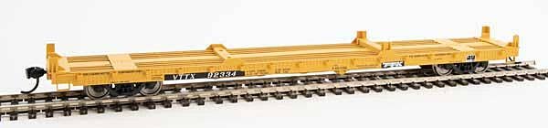 Walthers 910-5386 60' Pullman-Standard Flatcar - Ready to Run -- TTX VTTX #92334 (20' & 40' Container Loading; yellow, black, white) HO SCALE NEW