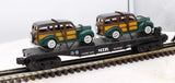 MTH 30-7662 Auto Transport W/2 1940 Woody Wagons O Scale Like New
