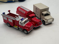 Set of 3 trucks --box truck, fire truck, tanker texaco HO SCALE Used Excellent No Box