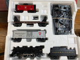 Lionel 6-30018 Pennsylvania Flyer  Set O SCALE (7 stakes are missing from flat car) Used Damaged Box
