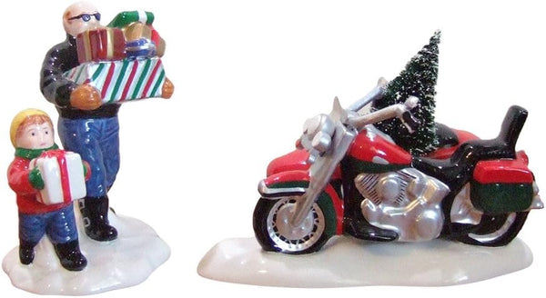 Department 56 54898 A Harley Davidson Holiday Snow Village 2 Piece Figure set