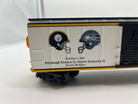 MTH Railking 30-74376 NFL - Pittsburgh Steelers Super Bowl XL Box Car #2006. O SCALE Like New